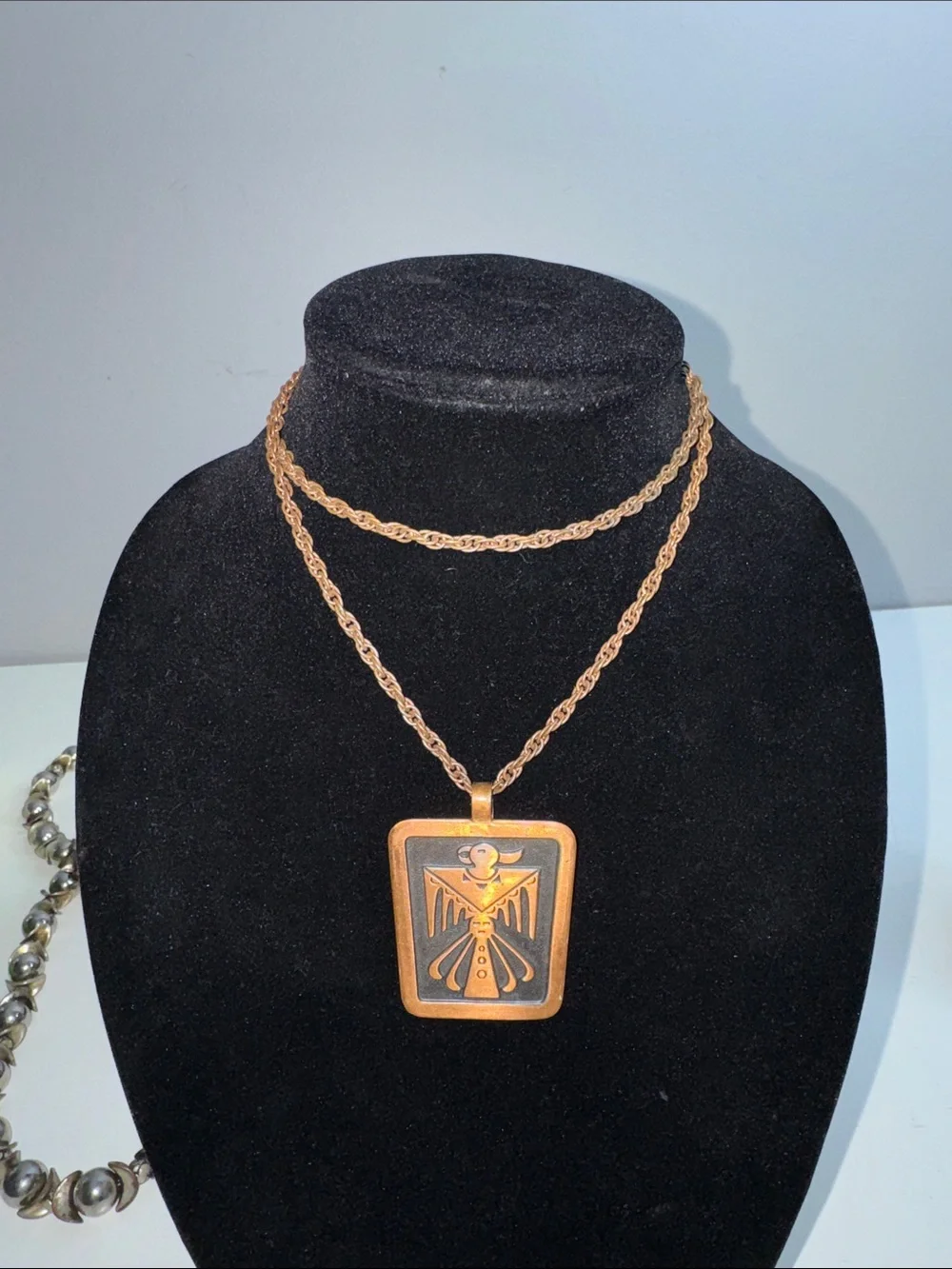 Vintage Solid Copper Thunderbird Pendant Necklace Southwestern Tribal Boho